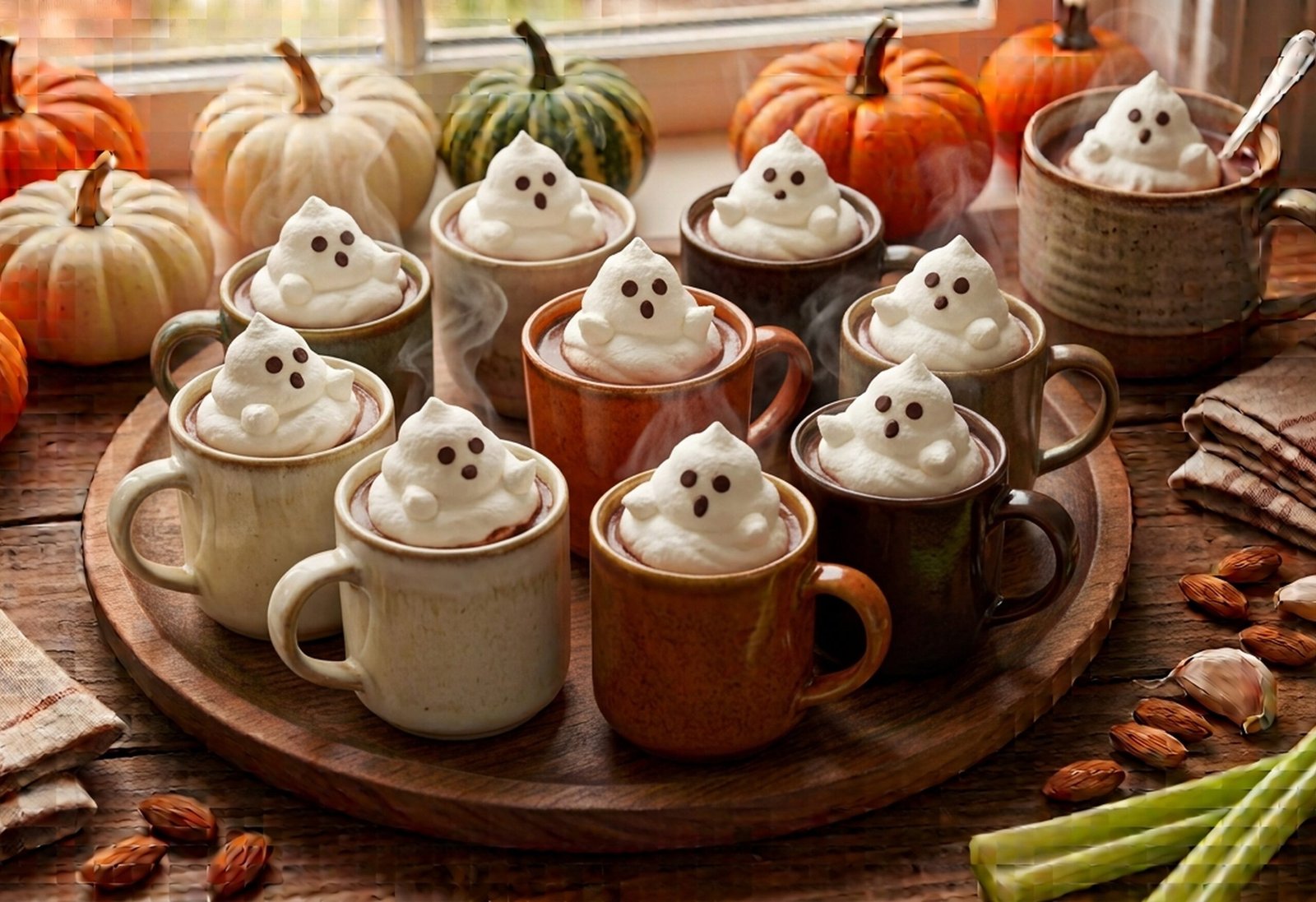 Chocolat chaud décoré d’un fantôme, recette d’Halloween