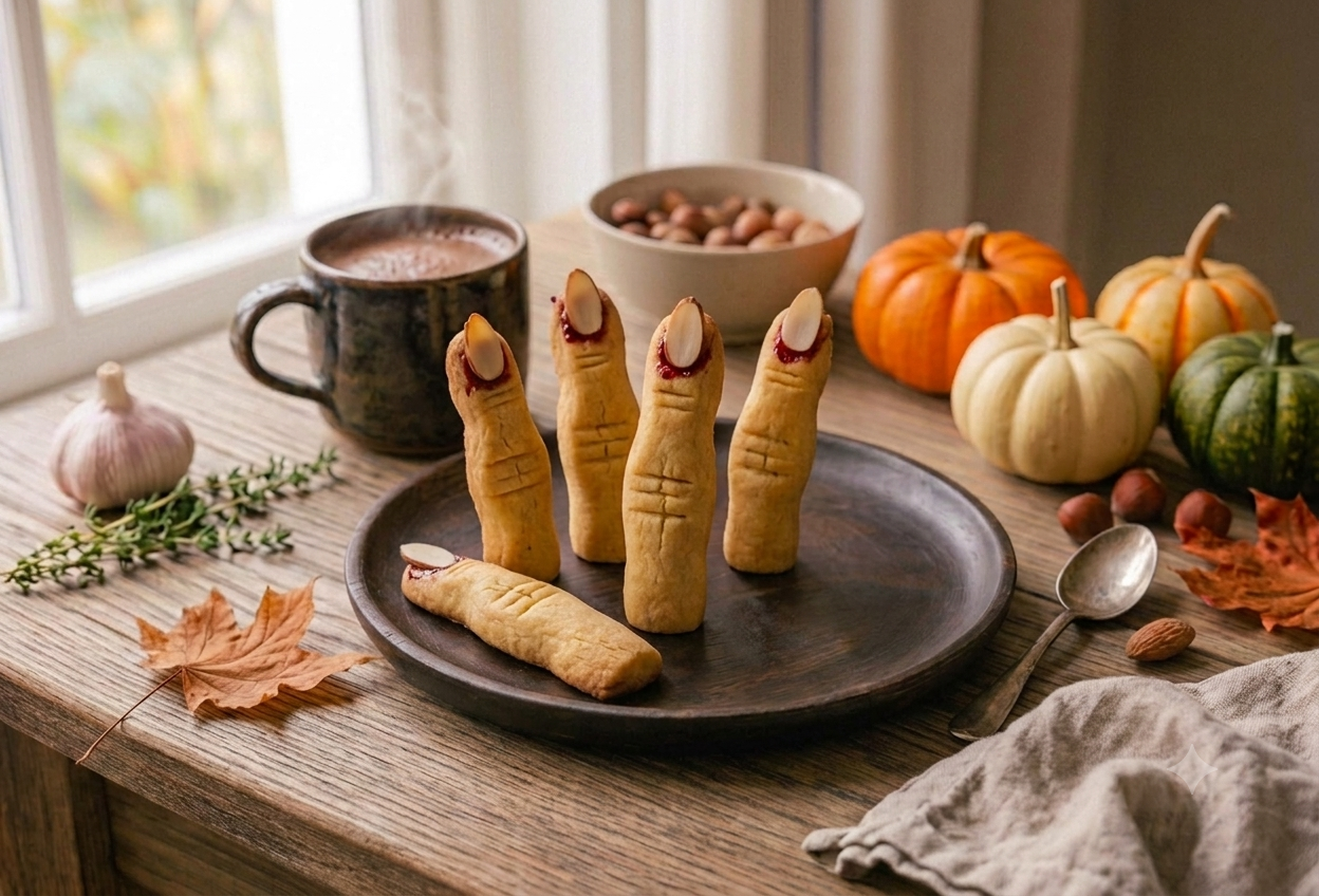 Biscuits sablés en forme de doigts de sorcière pour Halloween